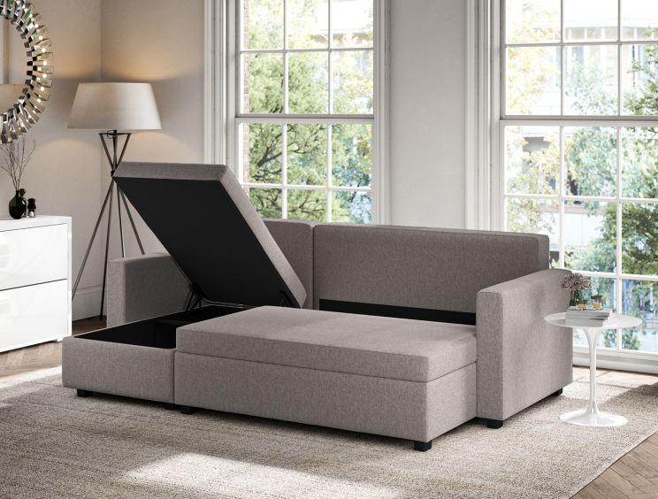 Cagliari Corner Ottoman Linear Grey Sofa Bed