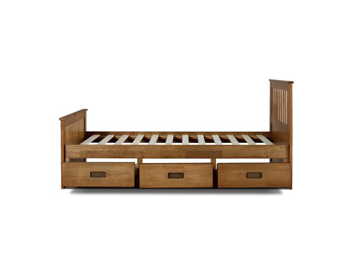 Captain Oak Finish 3 Drawer Wooden Single Storage Bed