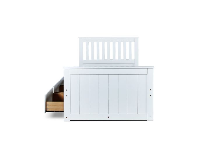 Captain White 3 Drawer Wooden Single Storage Bed
