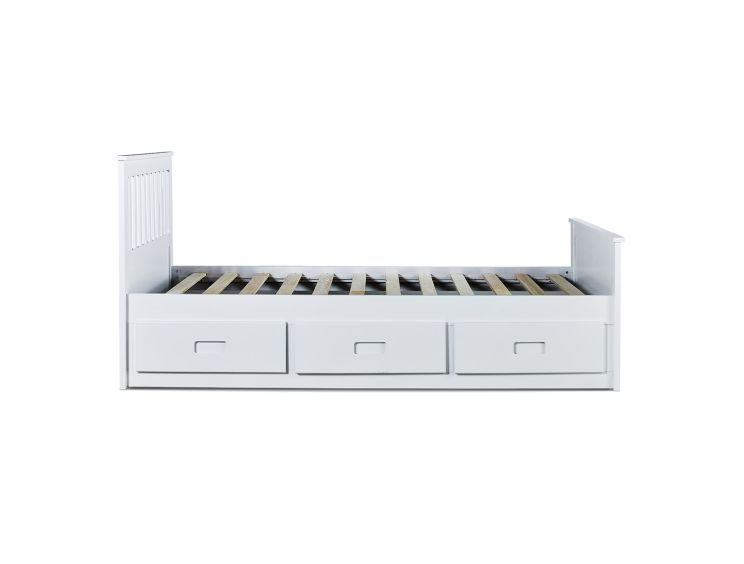 Captain White 3 Drawer Wooden Single Storage Bed