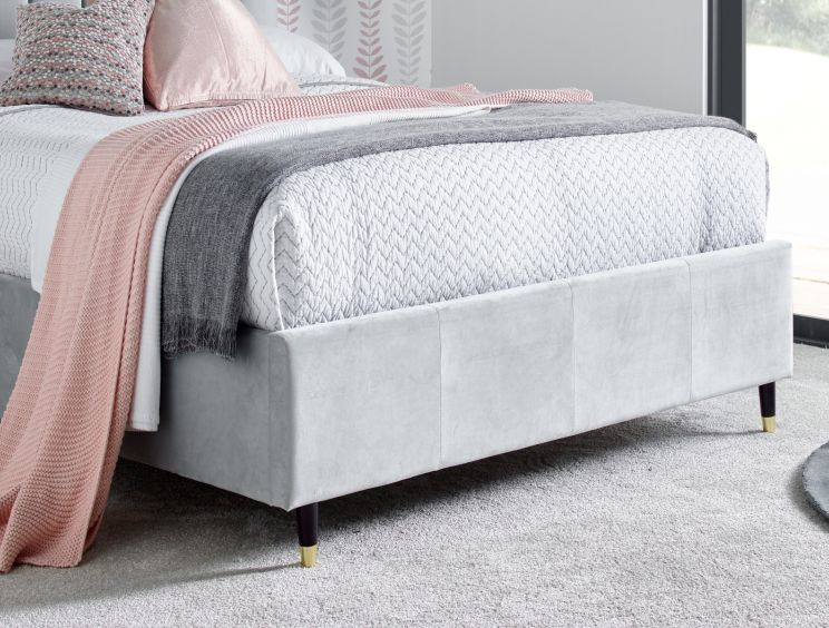 Cara Silver Grey Velvet Upholstered King Bed Frame Only