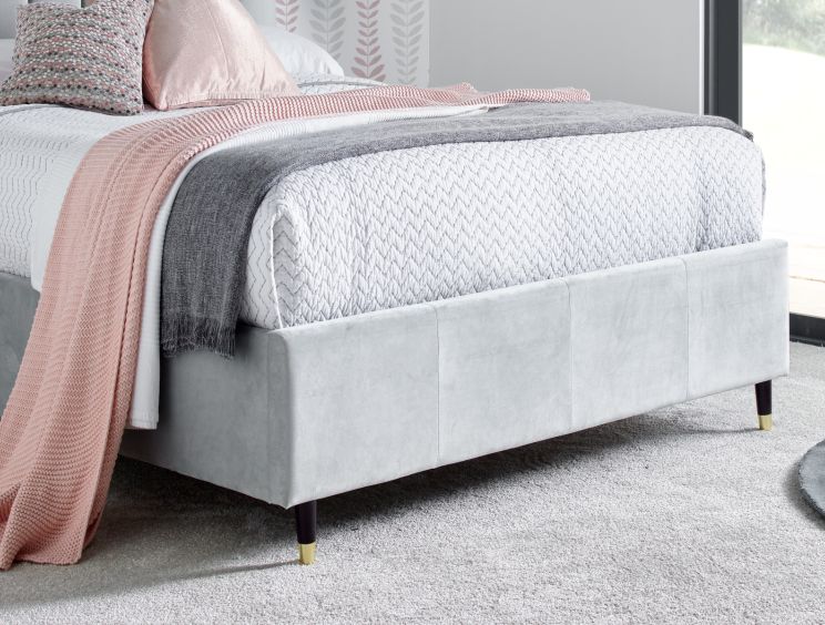Cara Silver Grey Velvet Upholstered King Bed Frame Only