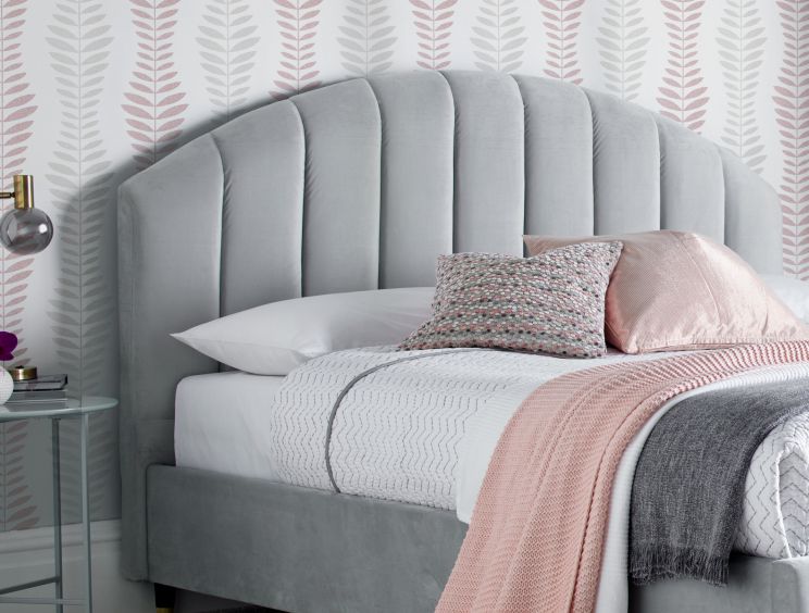 Cara Silver Grey Velvet Upholstered Bed Frame
