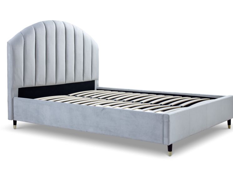 Cara Silver Grey Velvet Upholstered King Bed Frame Only