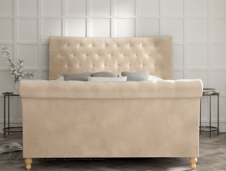 Cavendish Savannah Almond Upholstered Compact Double Sleigh Bed Only