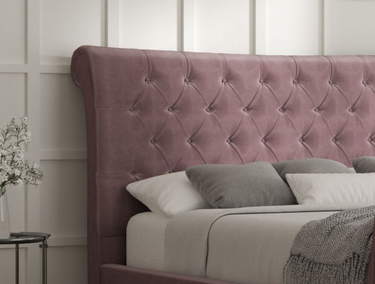 Cavendish Velvet Lilac Upholstered Double Sleigh Bed Only