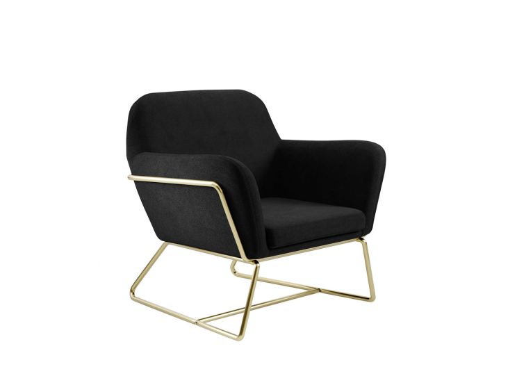 Sennen Black Velvet Upholstered Accent Armchair