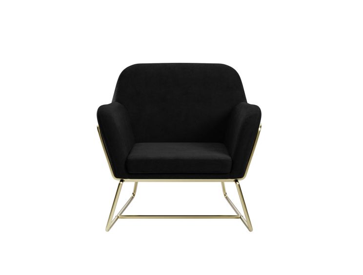 Sennen Black Velvet Upholstered Accent Armchair