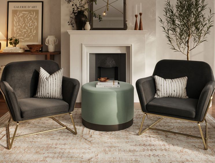 Sennen Black Velvet Upholstered Accent Armchair