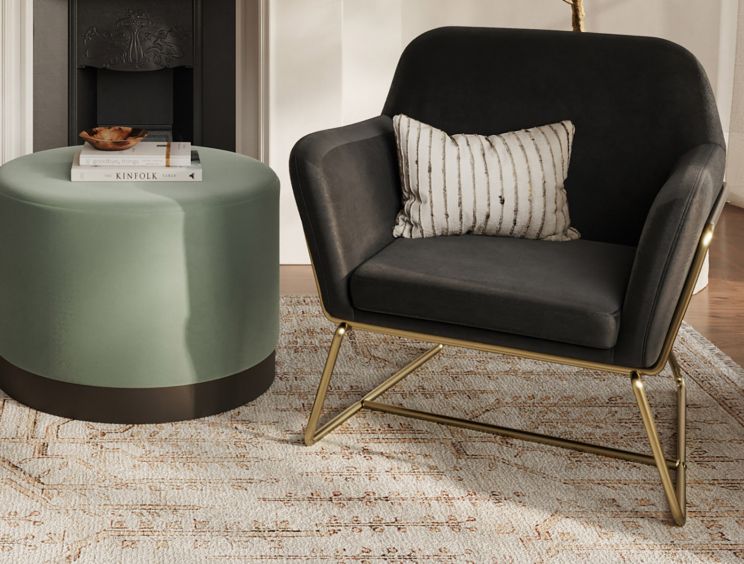Sennen Black Velvet Upholstered Accent Armchair