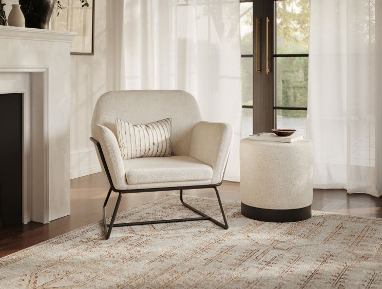 Sennen Ivory Boucle Upholstered Accent Armchair