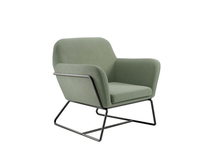Sennen Sage Green Velvet Upholstered Accent Armchair