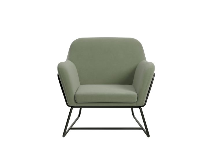 Sennen Sage Green Velvet Upholstered Accent Armchair