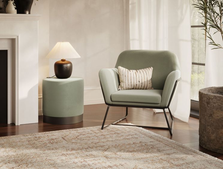 Sennen Sage Green Velvet Upholstered Accent Armchair