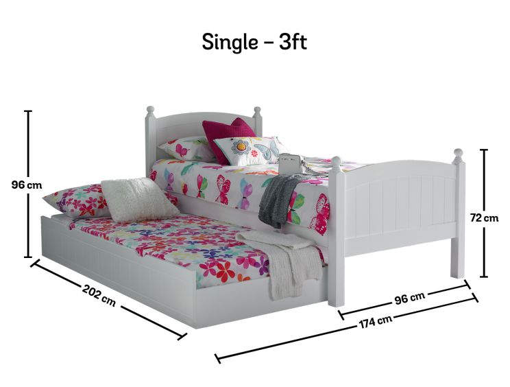 Charleston Solo White Bed With Liv & Lou Guest UnderBed Frame