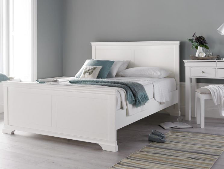 Chateaux White Wooden Bed Frame Only - King Size