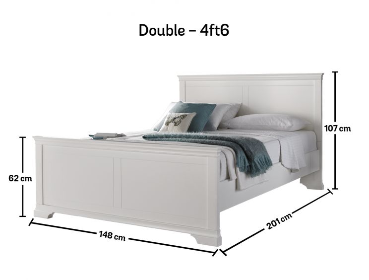 Chateaux White Wooden Bed Frame Only - Double