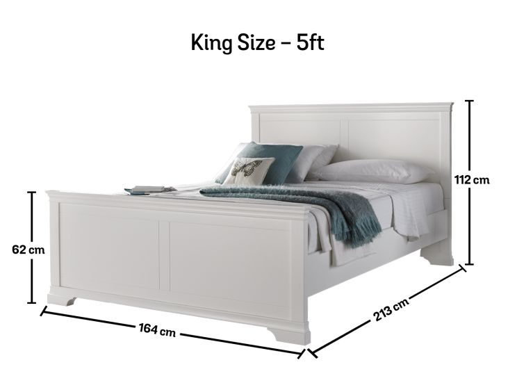 Chateaux White Wooden Bed Frame Only - King Size