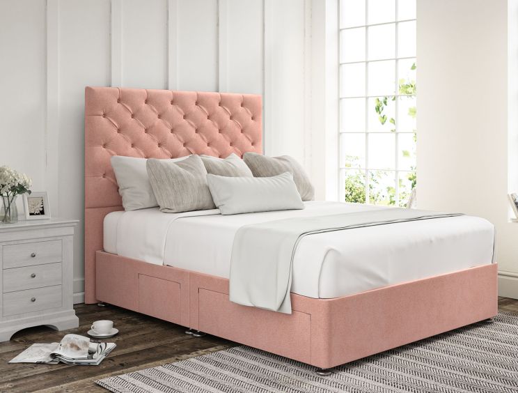 Chesterfield Arlington Candyfloss Upholstered Double Headboard and Continental 2+2 Drawer Base