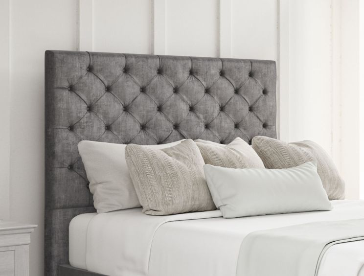 Chesterfield Heritage Steel Upholstered Double Headboard and Non-Storage Base