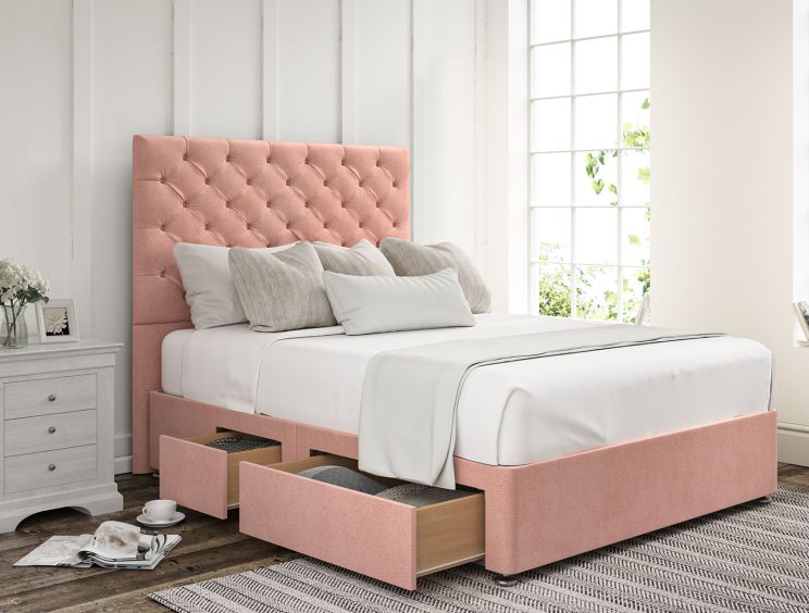 Chesterfield Arlington Candyfloss Upholstered Double Headboard and Continental 2+2 Drawer Base