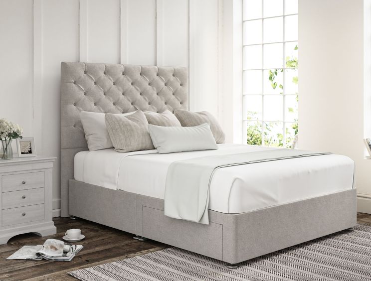 Chesterfield Arlington Ice Upholstered Double Headboard and 2 Drawer Base