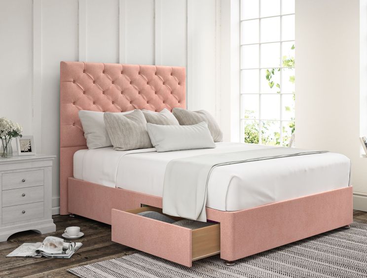 Chesterfield Arlington Candyfloss Upholstered Double Headboard and 2 Drawer Base