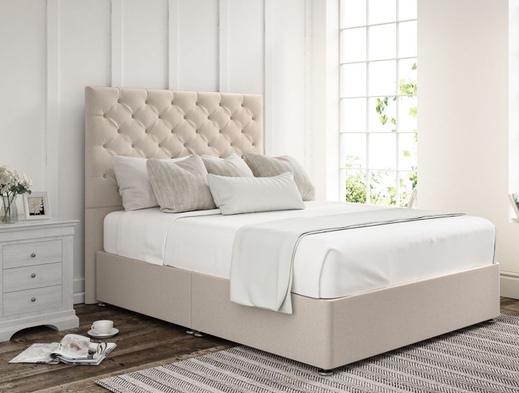 Chesterfield Carina Parchment Upholstered Single Headboard and Non-Storage Base