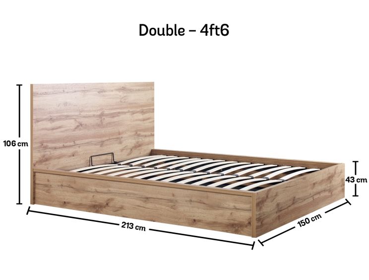 Chicago Industrial Oak Ottoman Storage Bed - Double Ottoman Only