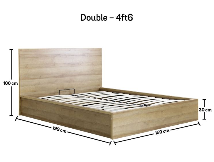 Chicago Industrial Oak Ottoman Storage Bed - Double Ottoman Only