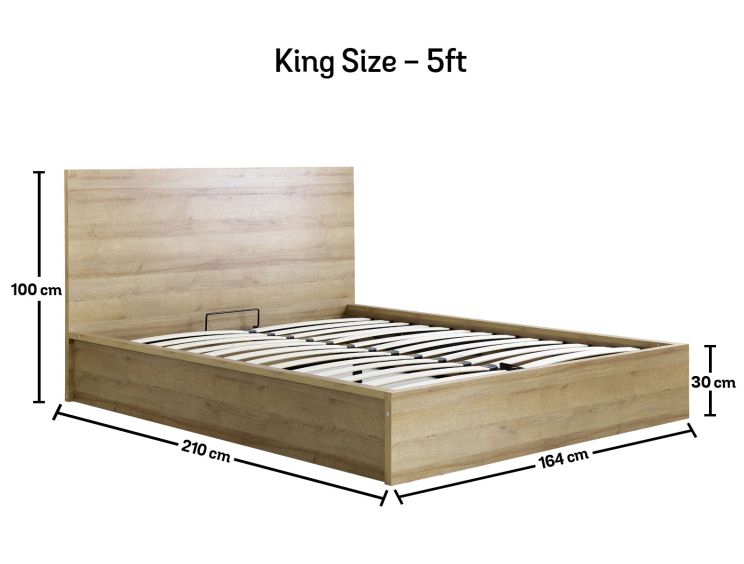 Chicago Industrial Oak Ottoman Storage Bed - King Size Ottoman Only