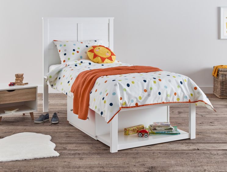 White king single bed with deals storage