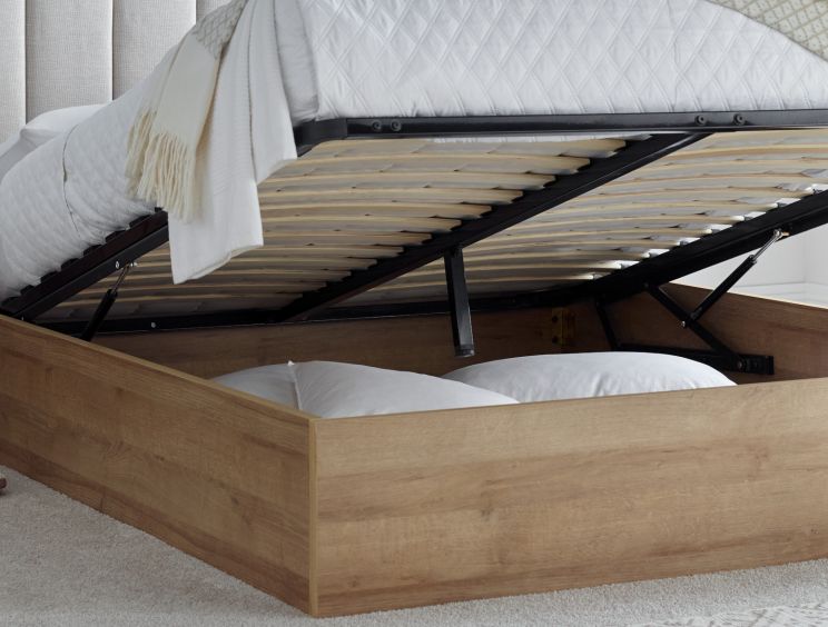 Molle Oak Finish Ottoman Including Headboard - Double Bed Frame