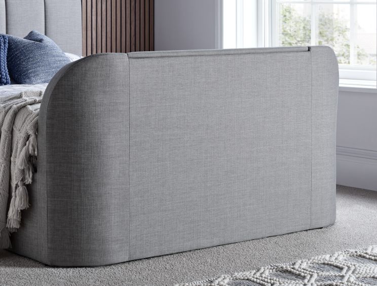 Copenhagen Upholstered Ottoman TV Bed Mid Grey - King Size Bed Frame Only