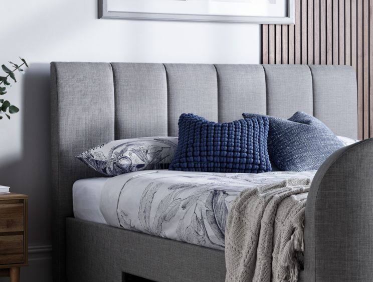 Copenhagen Upholstered Ottoman TV Bed Mid Grey - King Size Bed Frame Only