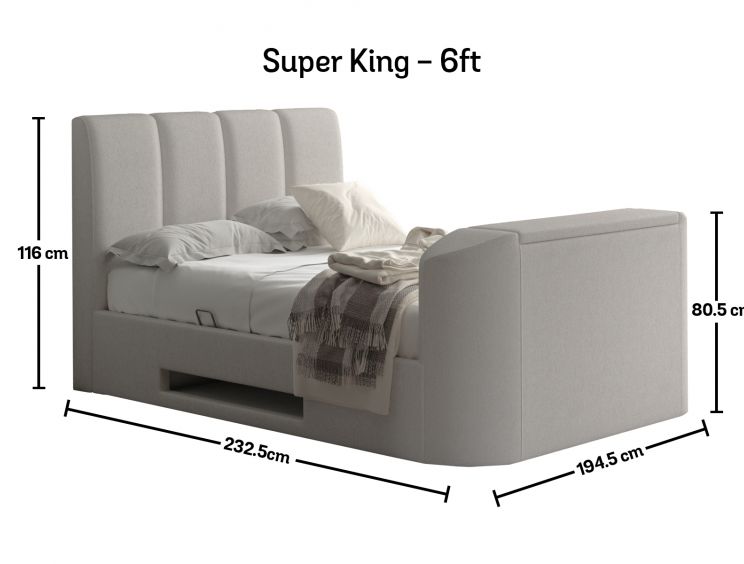Copenhagen Upholstered Ottoman TV Bed Shell - Super King Size Bed Frame Only