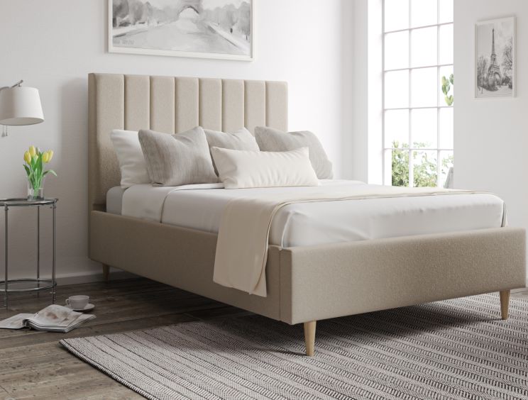 Eden Upholstered Arran Natural Double Bed Frame With Beech Feet Only