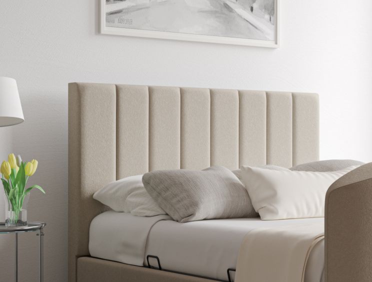 Berkley Upholstered Arran Natural Ottoman TV Bed - King Size Bed Frame Only