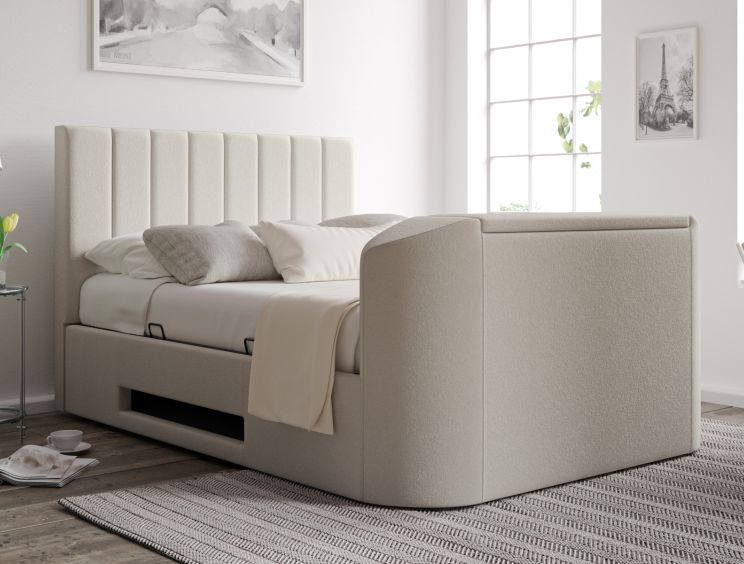 Berkley Upholstered Arran Natural Ottoman TV Bed - Double Bed Frame Only