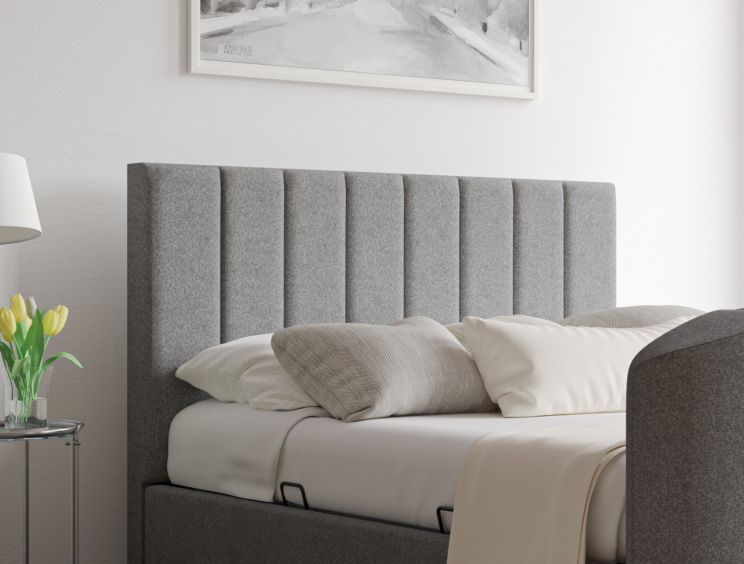 Berkley Upholstered Arran Pebble Ottoman TV Bed - King Size Bed Frame Only
