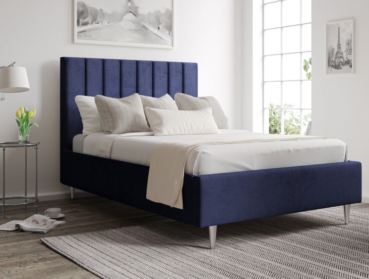 Eden Upholstered Hugo Royal Compact Double Bed Frame With Silver Feet Only