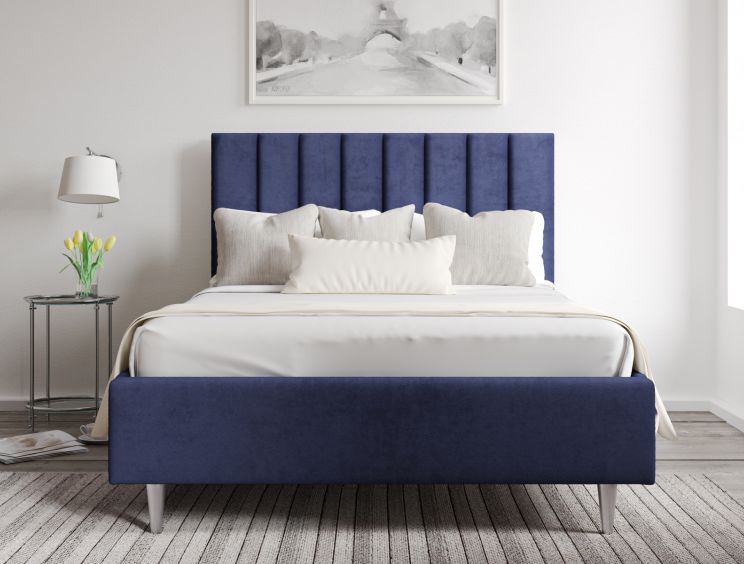 Eden Upholstered Hugo Royal Compact Double Bed Frame With Silver Feet Only