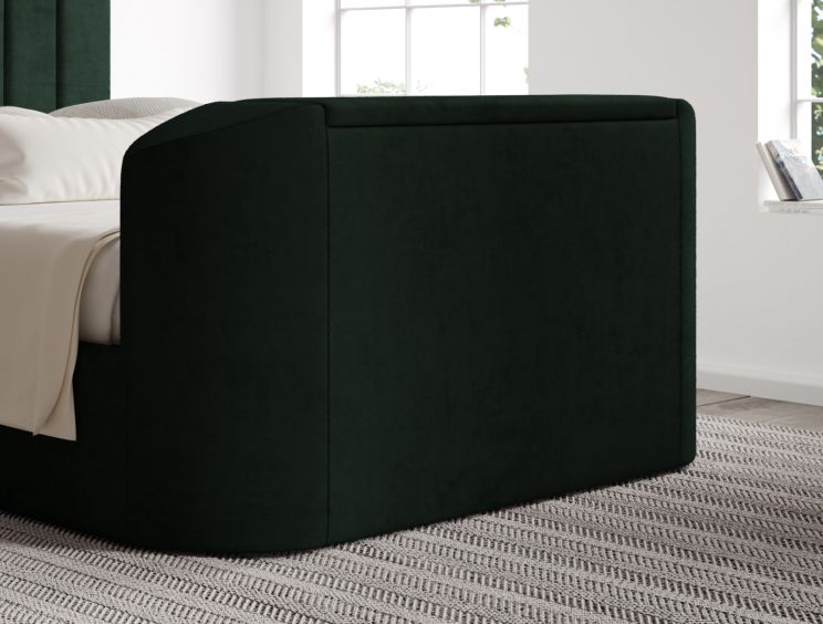 Berkley Upholstered Hugo Bottle Green Ottoman TV Bed - Double Bed Frame Only