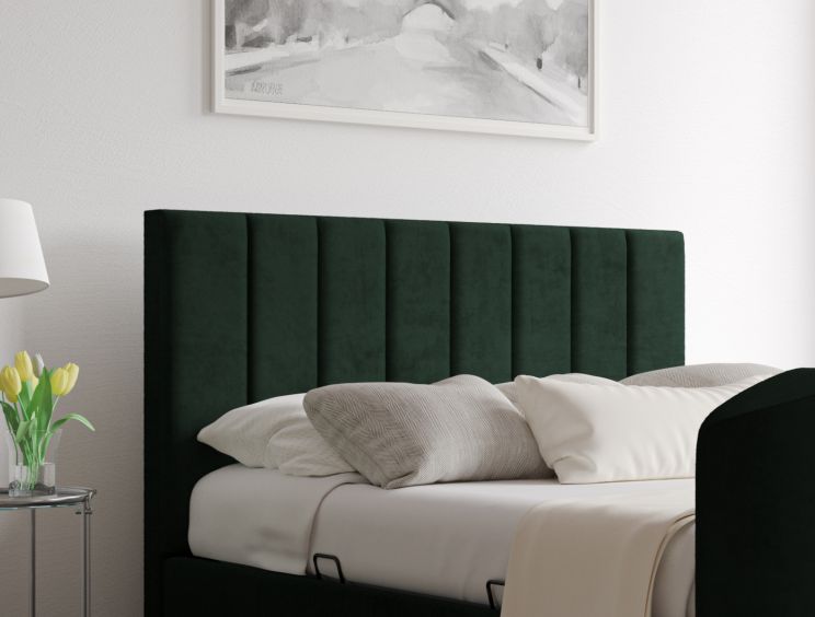 Berkley Upholstered Hugo Bottle Green Ottoman TV Bed - Double Bed Frame Only