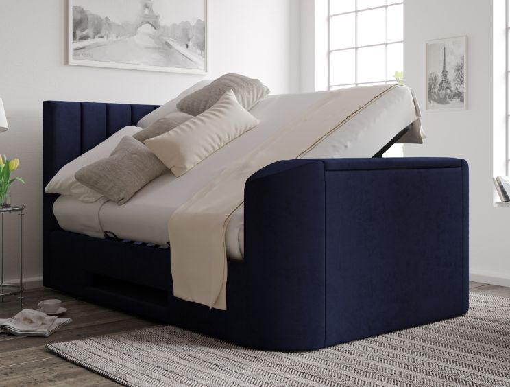 Berkley Upholstered Hugo Royal Ottoman TV Bed - Double Bed Frame Only