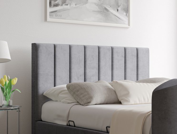 Berkley Upholstered Hugo Platinum Ottoman TV Bed -Super King Size Bed Frame Only
