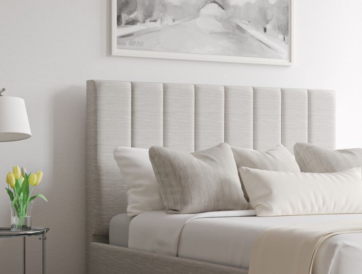 Eden Upholstered Linea Fog Compact Double Bed Frame With Beech Feet Only