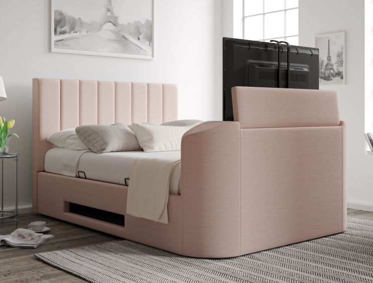 Berkley Upholstered Linea Powder Ottoman TV Bed - Bed Frame Only