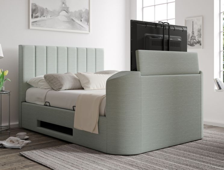 Berkley Upholstered Linea Seablue Ottoman TV Bed - Bed Frame Only
