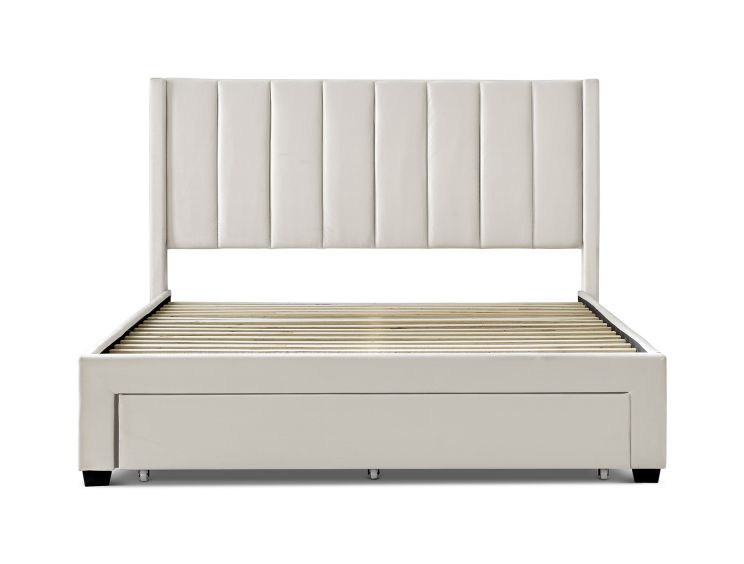 Elegance Natural Beige Upholstered King Size Drawer Bed Frame Only